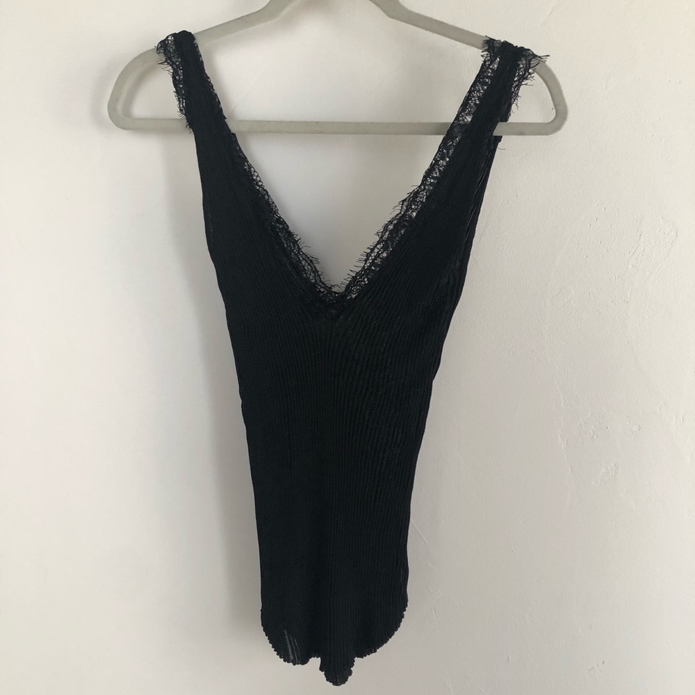 Zara Black Ribbed Knit Tank